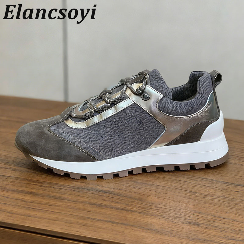 Knit Fabric Lace Up Sneakers - Baskets décontractées pour femmes à lacets,