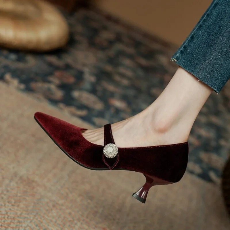 Boots - Vin rouge bout pointu Mary Jane