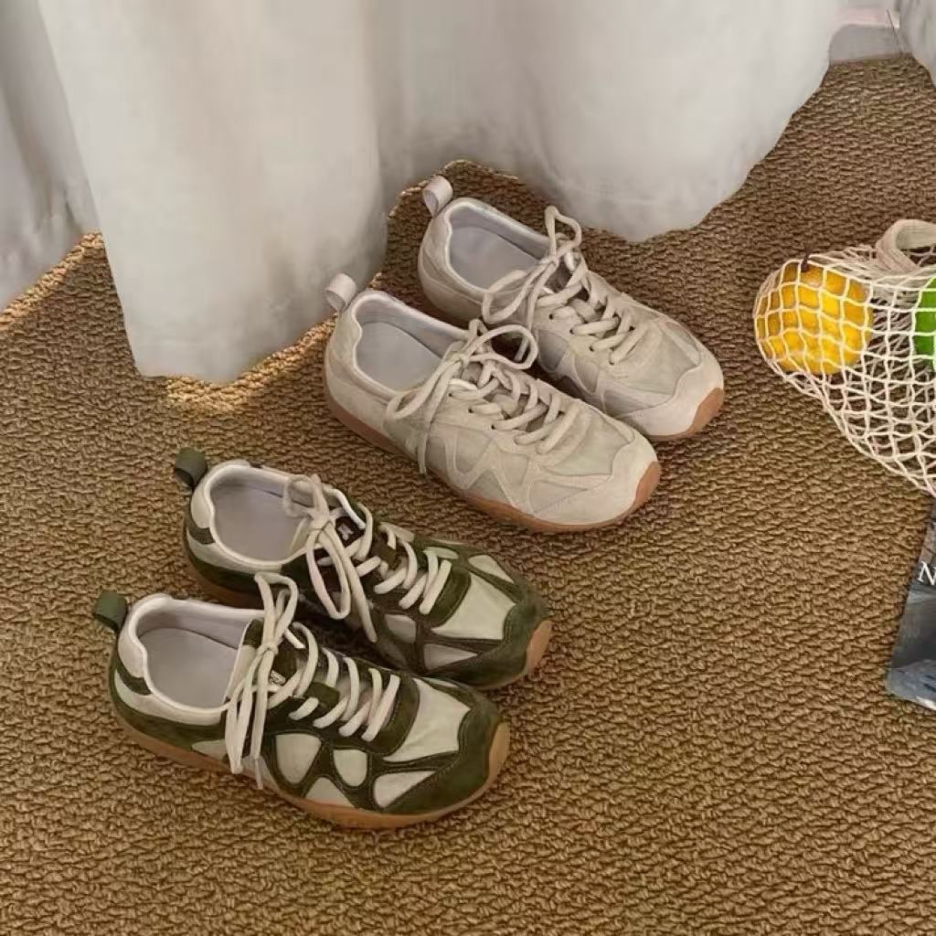Sneakers - Baskets vintage en patchwork à lacets