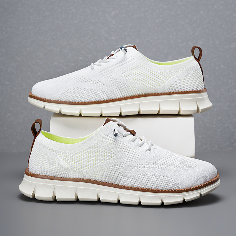 Knit Fabric Lace Up Sneakers - Nouvelles Chaussures Décontractées Respirantes en Maille