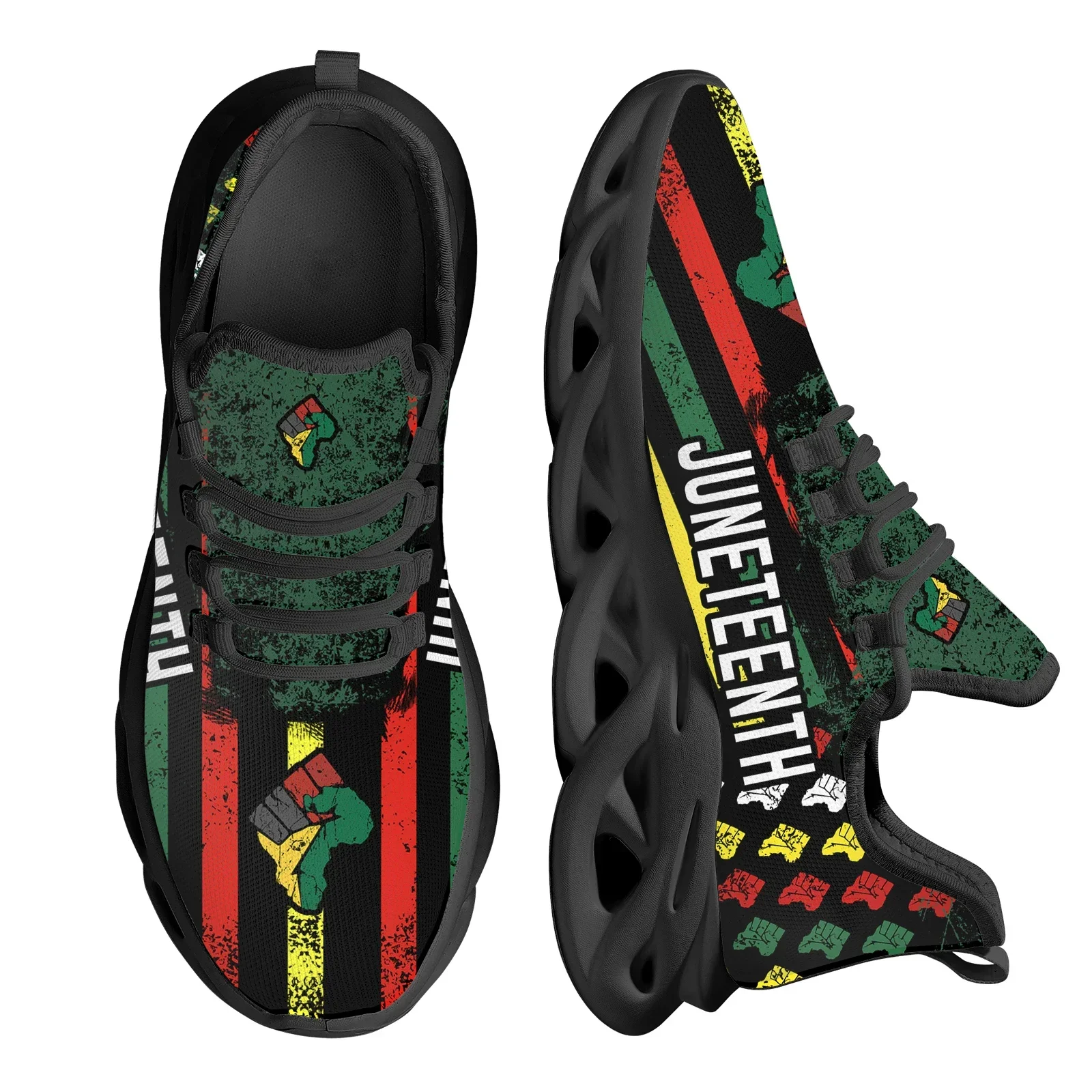 Breathable Mesh Athletic Shoes - Juneteenth – baskets en maille imprimées
