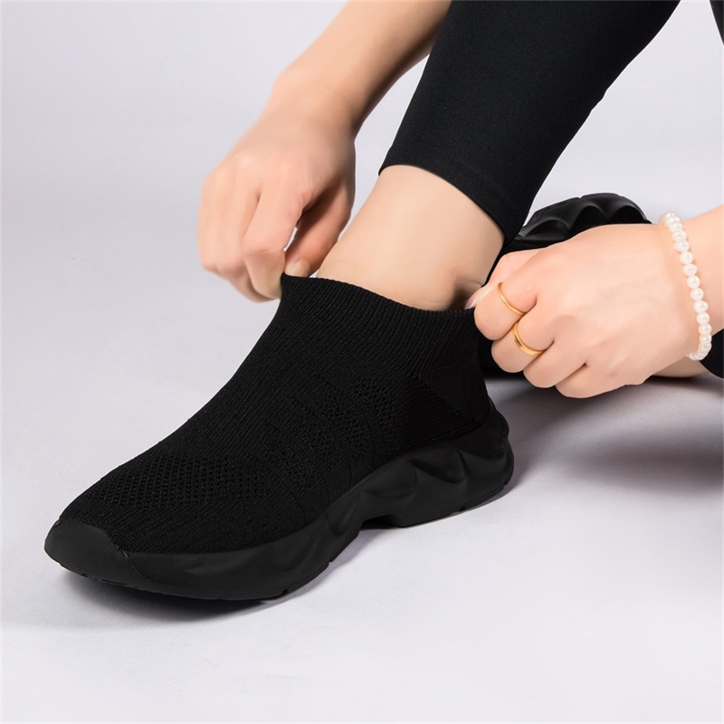 Chaussures de marche en maille - Knit Fabric Lace Up Sneakers avis et prix