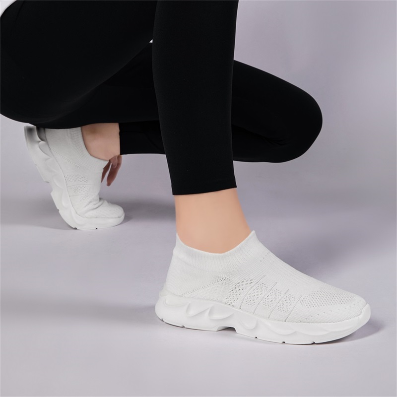 Chaussures de marche en maille - Knit Fabric Lace Up Sneakers avis et prix