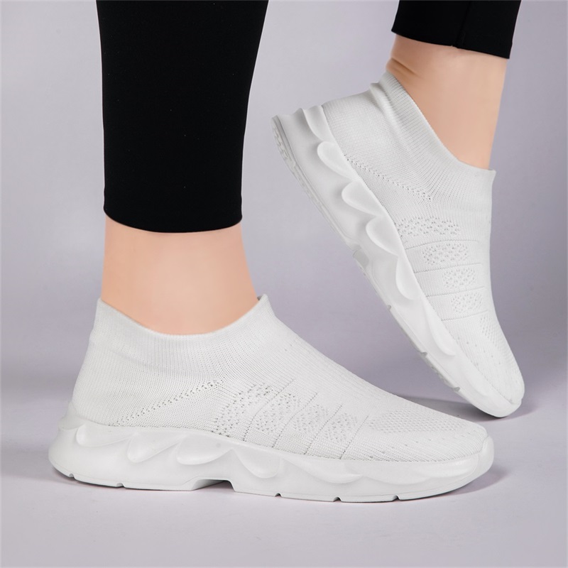 Chaussures de marche en maille - Knit Fabric Lace Up Sneakers avis et prix