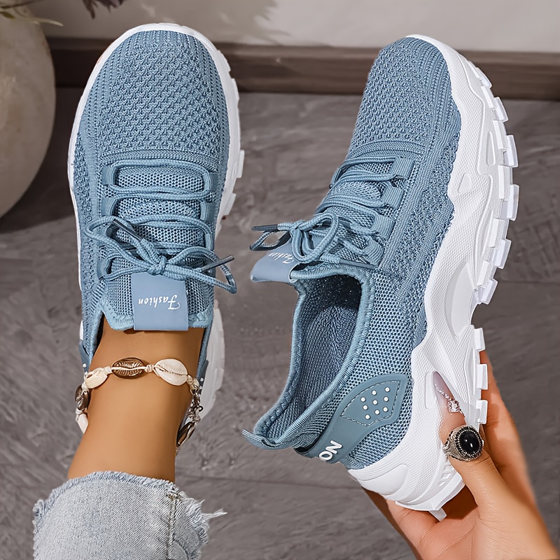Baskets en tricot respirantes, - Knit Fabric Lace Up Sneakers avis et prix