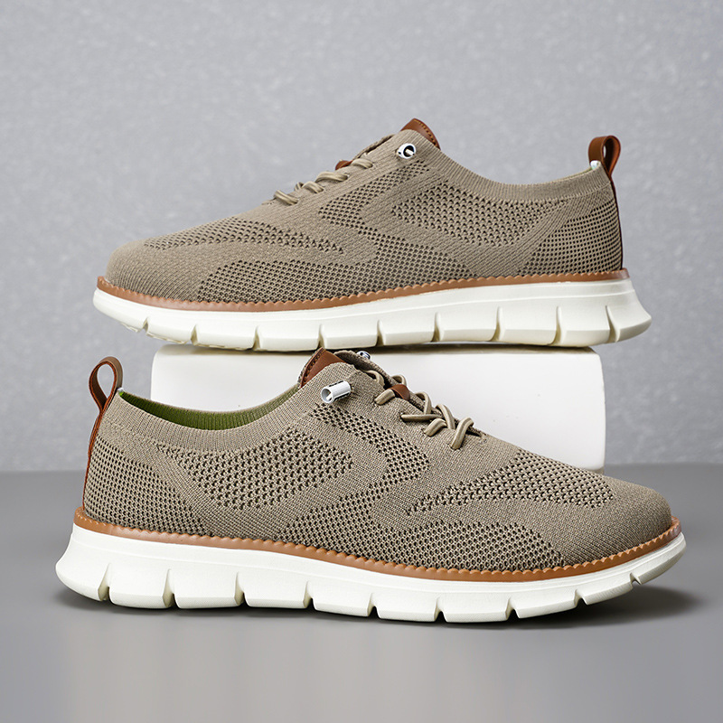 Nouvelles Chaussures Décontrac - Knit Fabric Lace Up Sneakers avis et prix
