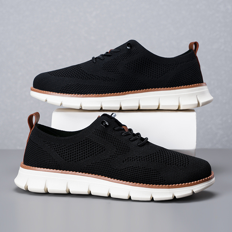 Nouvelles Chaussures Décontrac - Knit Fabric Lace Up Sneakers avis et prix