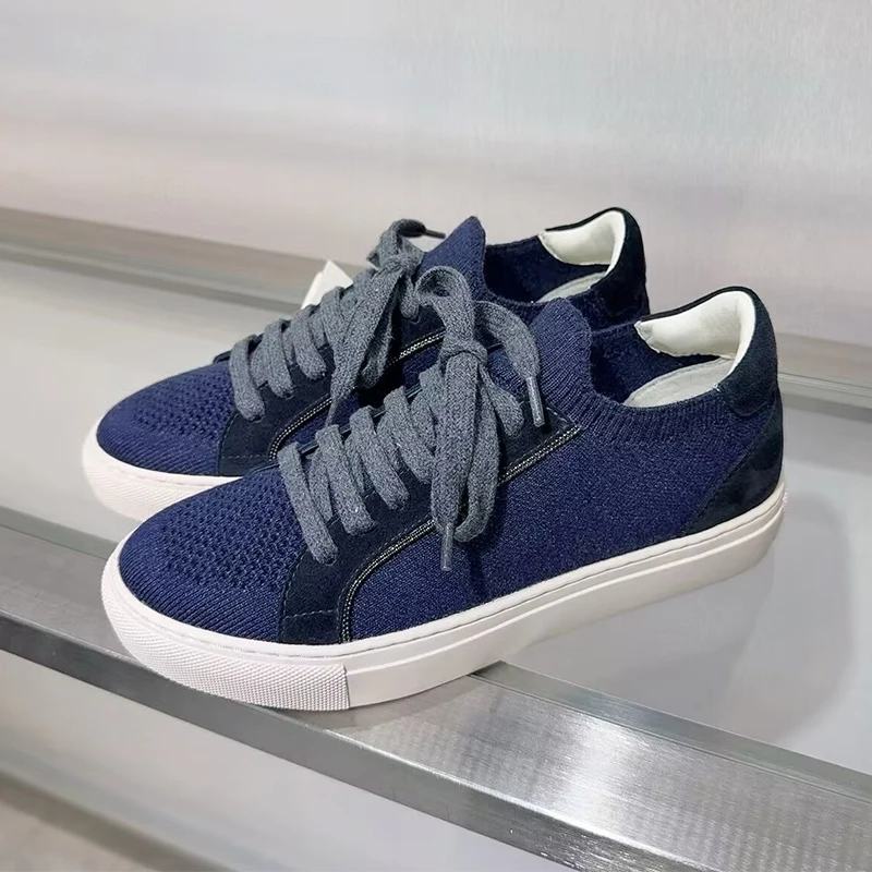 Femmes tricot respirant basket - Knit Fabric Lace Up Sneakers avis et prix
