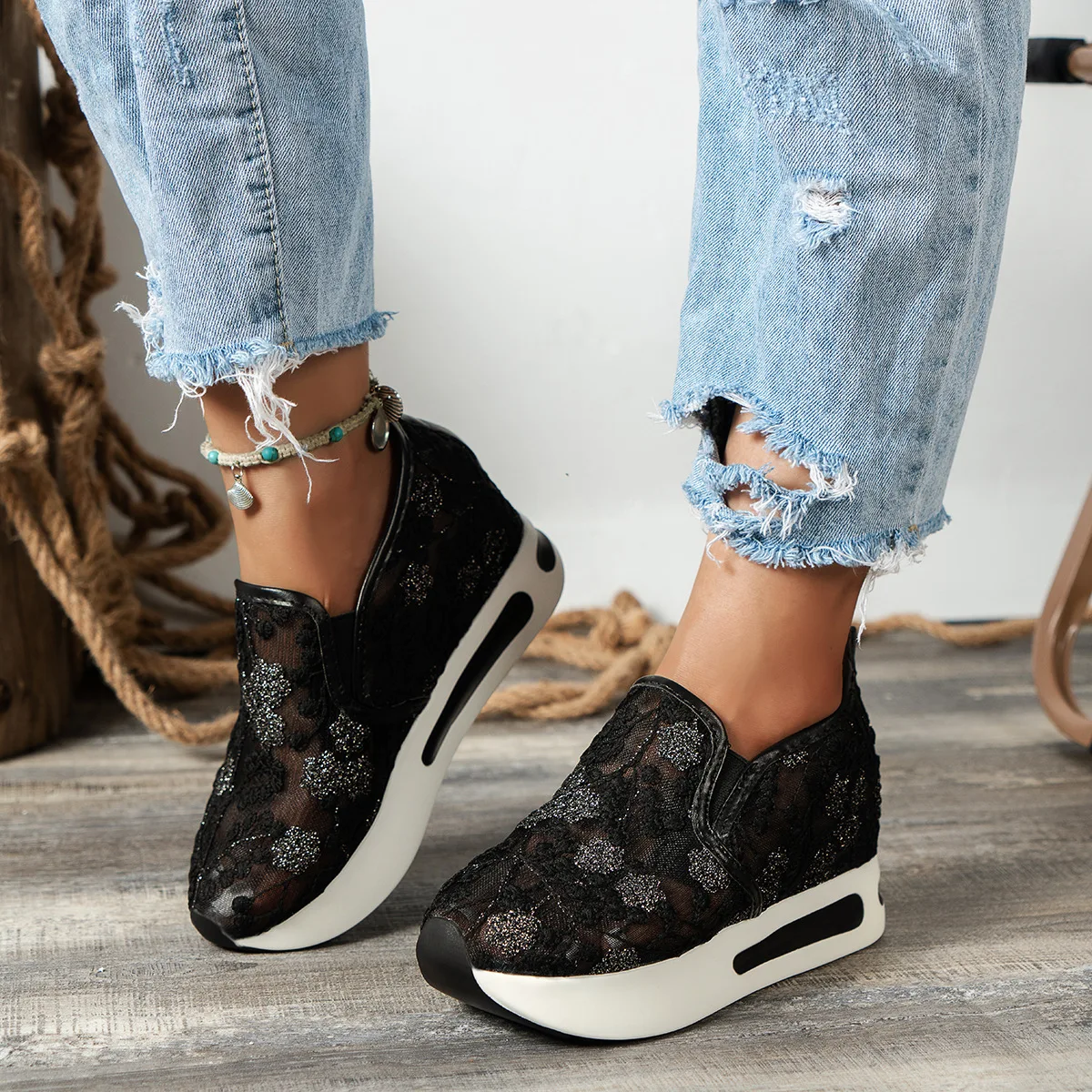 Chaussures plates en dentelle  - Breathable Mesh Athletic Shoes avis et prix