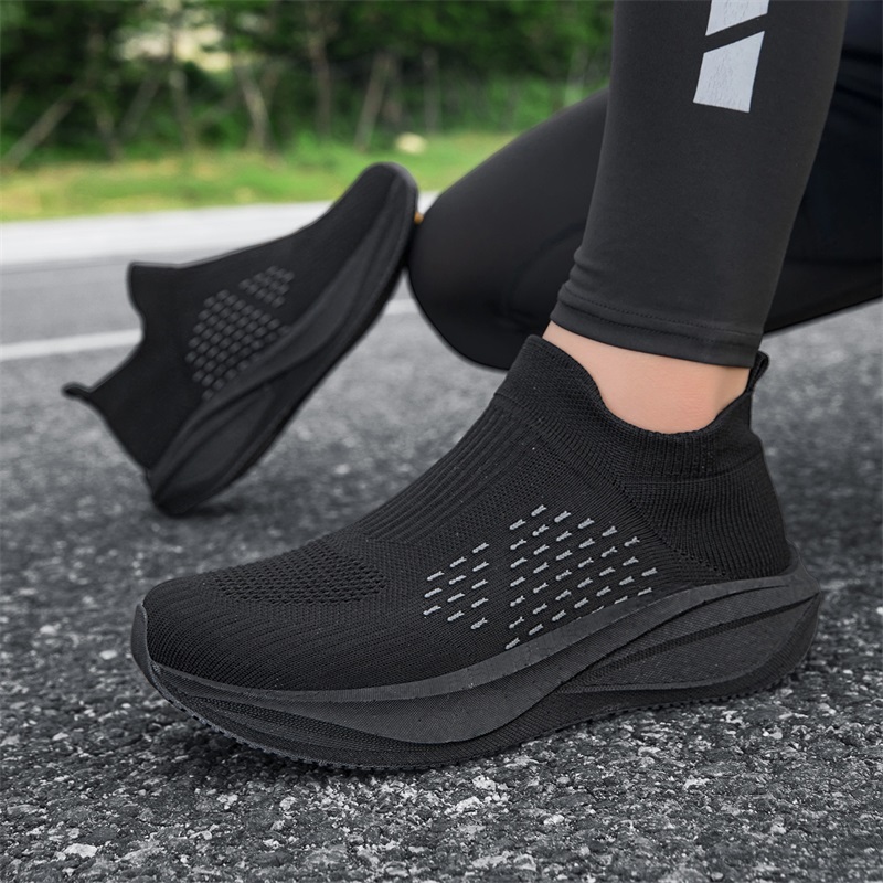 Chaussures de course unisexes  - Knit Fabric Lace Up Sneakers avis et prix