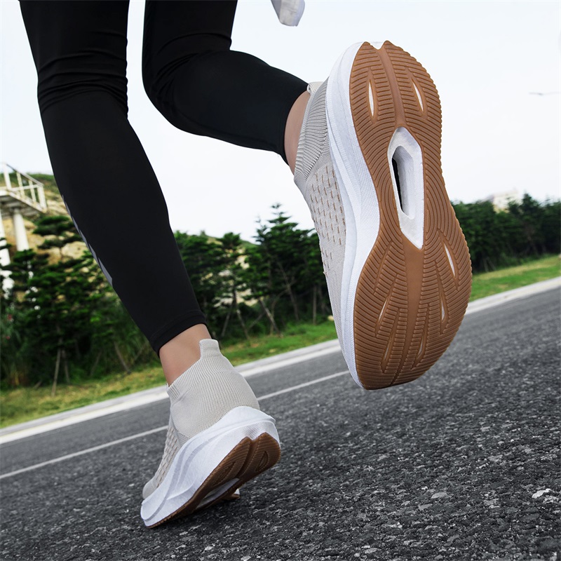 Chaussures de course unisexes  - Knit Fabric Lace Up Sneakers avis et prix